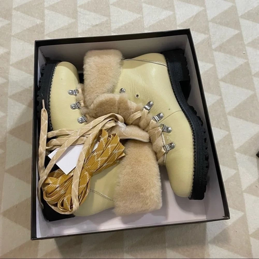 J crew Nordic boots leather soft yellow